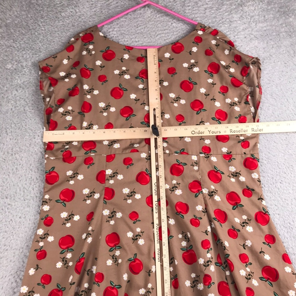 Hell Bunny Vixen Dress Womens 3XL Brown Apple Flower Retro Rockabilly Pin Up - Picture 8 of 11
